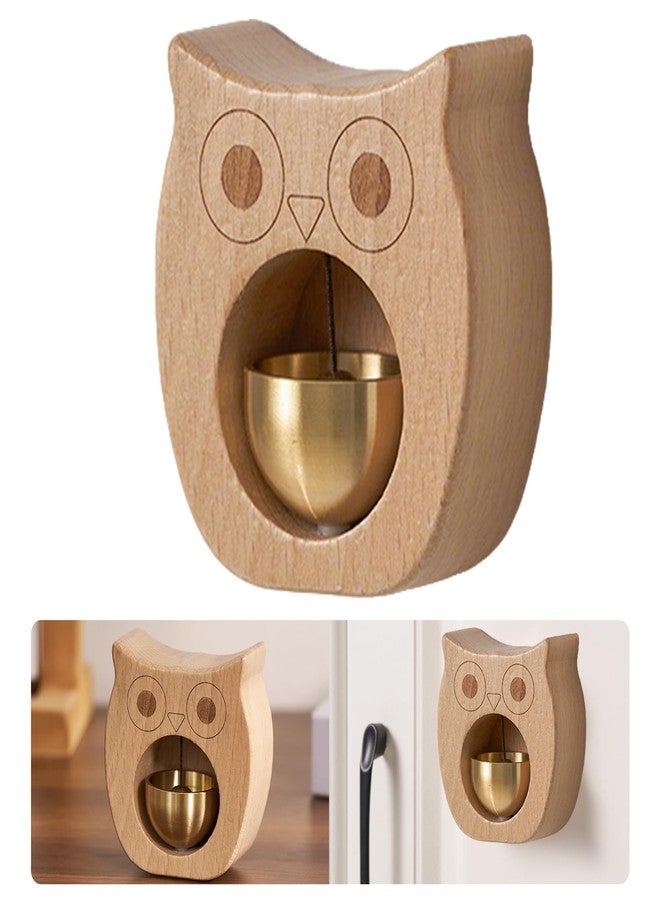 YOUNEEDFUL 2025 New Magnetic Doorbell, Vintage Wooden Wind Chime Doorbell with Brass Bell, Dopamine Decoration, Self-Adhesive Doorbell, Suitable for Business and Gift. (Owl) - Image 1